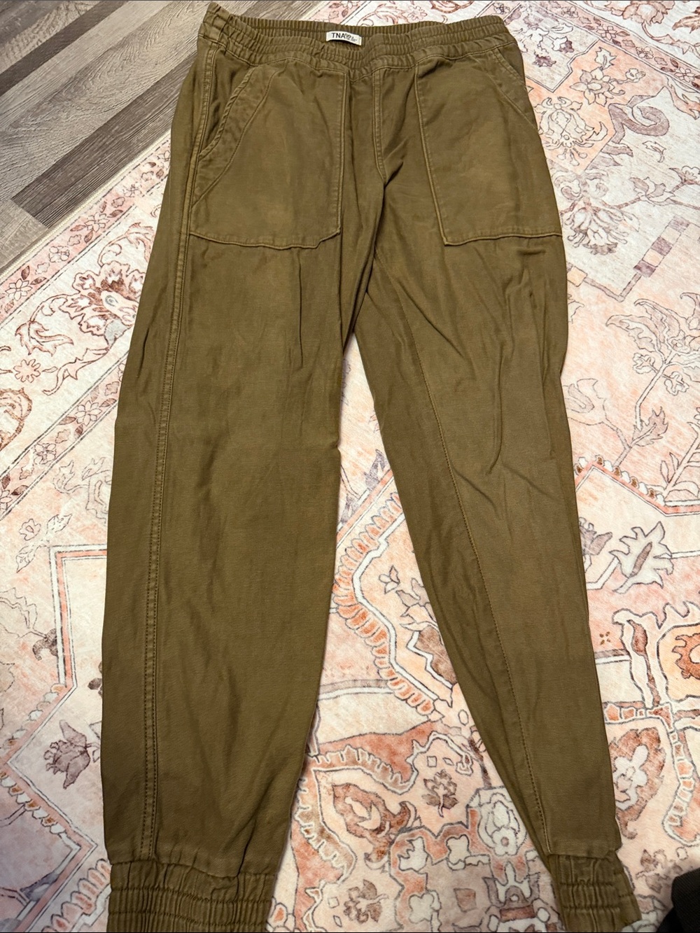 TNA Olive Green Women's Trousers with Patch Pockets